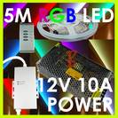 קיט תאורת לדים RGB: סרט לדים 5 מטר+בקר RGB +ספק כח