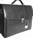 Cartable porte documents en Cuir Vachette Noir - 4 SOUFFLETS, ref-K 4168133