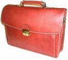 Cartable porte documents en Cuir Vachette Marron -2 SOUFFLETS, ref-R335784