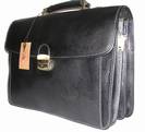 Cartable porte documents en Cuir Vachette Noir 3-S, ref-R315786
