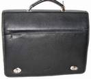 Nouveau - Cartable porte documents en Cuir Vachette 2 SOUFFLETS, ref-R 2496707 noir