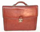 Cartable porte documents Cuir Vachette Marron -1 SOUFFLETS, ref-K 68124
