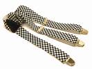 PAIRE DE BRETELLES A 3 BANDES Noir&Blanc, Largeur 3.5 Cm, ref-33524