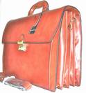 Cartable porte documents en Cuir Vachette Marron - 4 SOUFFLETS, ref-K 4263033