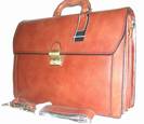 Cartable porte documents en Cuir Vachette Marron -3 SOUFFLETS, ref-K3363033