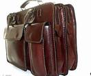 Cartable Cuir VACHETTE Marron -2 SOUFFLETS, ref-L22803