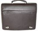 Nouveau - Cartable porte documents en Cuir Vachette 2 SOUFFLETS, ref-R 2496707 Marron
