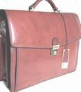 Cartable porte documents en Cuir Vachette Marron - 4 SOUFFLETS, ref-K 4168133