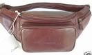 SAC POCHETTE banane cuir Vachette Marron, ref-K 33000