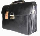 Cartable porte documents en Cuir Vachette Noir 3-S, ref-R315786