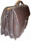 Cartable porte documents en Cuir Vachette Marron - 3 SOUFFLETS, ref- R 3296786