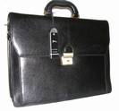 Cartable porte documents en Cuir Vachette Noir - 4 SOUFFLETS, ref-K 4263033