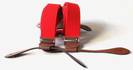 PAIRE DE BRETELLES A 3 BANDES BOUTON Rouge passant Cuir, Largeur 3.5 Cm, ref-63554