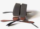 PAIRE DE BRETELLES A 3 BANDES BOUTON Marron passant Cuir, Largeur 3.5 Cm, ref-63559