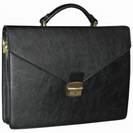 Cartable porte documents en Cuir Vachette Noir -2 SOUFFLETS, ref-C2217