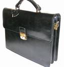 Cartable porte documents 2 Soufflets en Cuir Vachette noir, ref-C787
