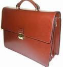 Cartable porte documents en Cuir Vachette Marron 3 Soufflets , ref-C33454-
