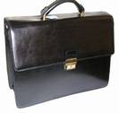 Cartable porte documents en Cuir Vachette Noir 3 Soufflets , ref-C33454-