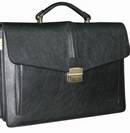 Cartable porte documents en Cuir Vachette Noir 3 Soufflets, ref - C338