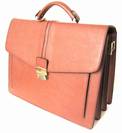Cartable porte documents en Cuir Vachette Marron, 3 Soufflets, ref - C338