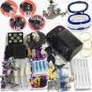 Complete Professional Tattoo Kit - 3 Machine-Guns+LCD Power Supply+Ultrasonic Cleaner