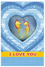 כרטיס ברכה גדול: I LOVE YOU - זוג סוסי ים מאוהבים
