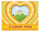 כרטיס ברכה קטן - I LOVE YOU - זוג ציפורים מאוהבות