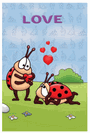 כרטיס ברכה גדול עם הכיתוב LOVE - זוג חיפושיות
