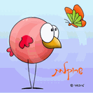 שלט דביק לשירותים ולמקלחת - ציפור ופרפר