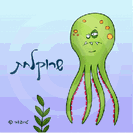 שלט דביק לשירותים ולמקלחת - תמנון ירוק