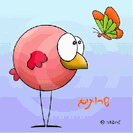שלט דביק לשירותים - ציפור ופרפר
