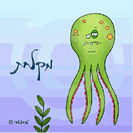 שלט דביק למקלחת - תמנון ירוק