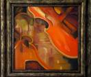 Violins - framed oil on canvas
