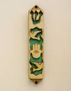 Hamsa and doves mezuzah case
