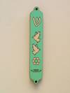 Doves and flower - Turquoise Mezuzah case